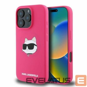 Back panel cover Karl Lagerfeld  Karl Lagerfeld Silicone Choupette Head Print MagSafe iPhone 16 Pro Max Case - Fuchsia 
