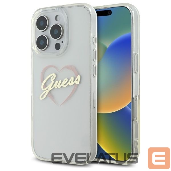 Other Phone Accessory Guess Guess IML Heart Case for iPhone 16 Pro - Transparent