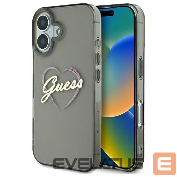 Other Phone Accessory Guess Guess IML Heart iPhone 16 Case - Black