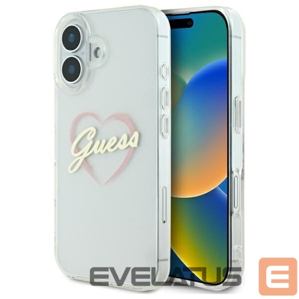 Other Phone Accessory Guess Guess IML Heart iPhone 16 Case - Transparent