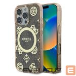 Other Phone Accessory Guess  Guess IML Peony On 4G Background MagSafe Case for iPhone 16 Pro - Brown 