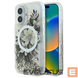 Other Phone Accessory Guess  Guess Liquid Glitter Flower MagSafe iPhone 16 Case - Beige 