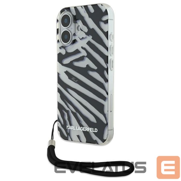 Other Phone Accessory Karl Lagerfeld Karl Lagerfeld IML Zebra Pattern & Cord iPhone 16 Case - Black
