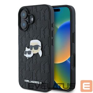 Other Phone Accessory Karl Lagerfeld  Karl Lagerfeld Monogram Karl & Choupette Head Pin iPhone 16 Case - Black 