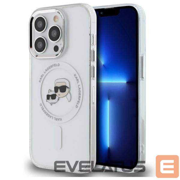 Other Phone Accessory Karl Lagerfeld Karl Lagerfeld IML Metal Karl & Choupette Head MagSafe Case for iPhone 14 Pro Max - White