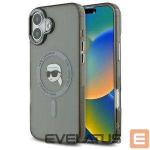 Other Phone Accessory Karl Lagerfeld  Karl Lagerfeld IML Metal Karl Head MagSafe iPhone 16 Plus Case - Black 