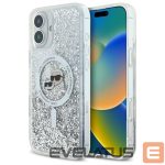 Other Phone Accessory Karl Lagerfeld  Karl Lagerfeld Liquid Glitter Karl & Choupette Head Magsafe iPhone 16 Plus Case - Clear 