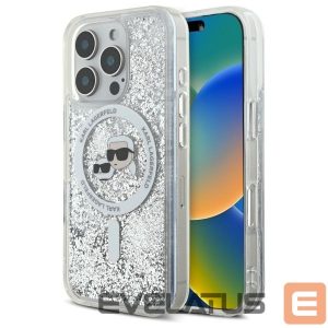 Other Phone Accessory Karl Lagerfeld  Karl Lagerfeld Liquid Glitter Karl & Choupette Head Magsafe Case for iPhone 16 Pro Max - Clear 