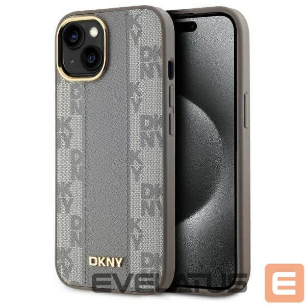Other Phone Accessory DKNY DKNY Leather Checkered Mono Pattern MagSafe iPhone 15 Plus Case - Beige