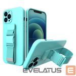 Back panel cover Hurtel  Rope case gel case with a chain lanyard bag lanyard iPhone 12 light blue 