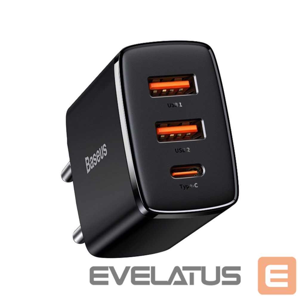Adapter Baseus Baseus Compact fast charger 2x USB / USB Type C 30W 3A Power Delivery Quick Charge black (CCXJ-E01)