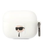 Wireless headphones Karl Lagerfeld  Karl Lagerfeld KLAPRUNIKH AirPods Pro cover white/white Silicone Karl Head 3D 