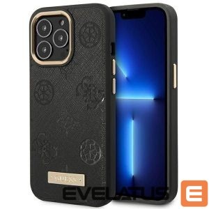 Back panel cover Guess  Guess GUHMP14LSAPSTK iPhone 14 Pro 6.1" black/black hardcase Peony Logo Plate MagSafe 