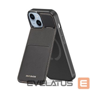 Back panel cover Dux Ducis  3in1 Wallet Case with Stand for iPhone 15 Plus MagSafe RFID Blocker Dux Ducis Rafi Mag - Black 