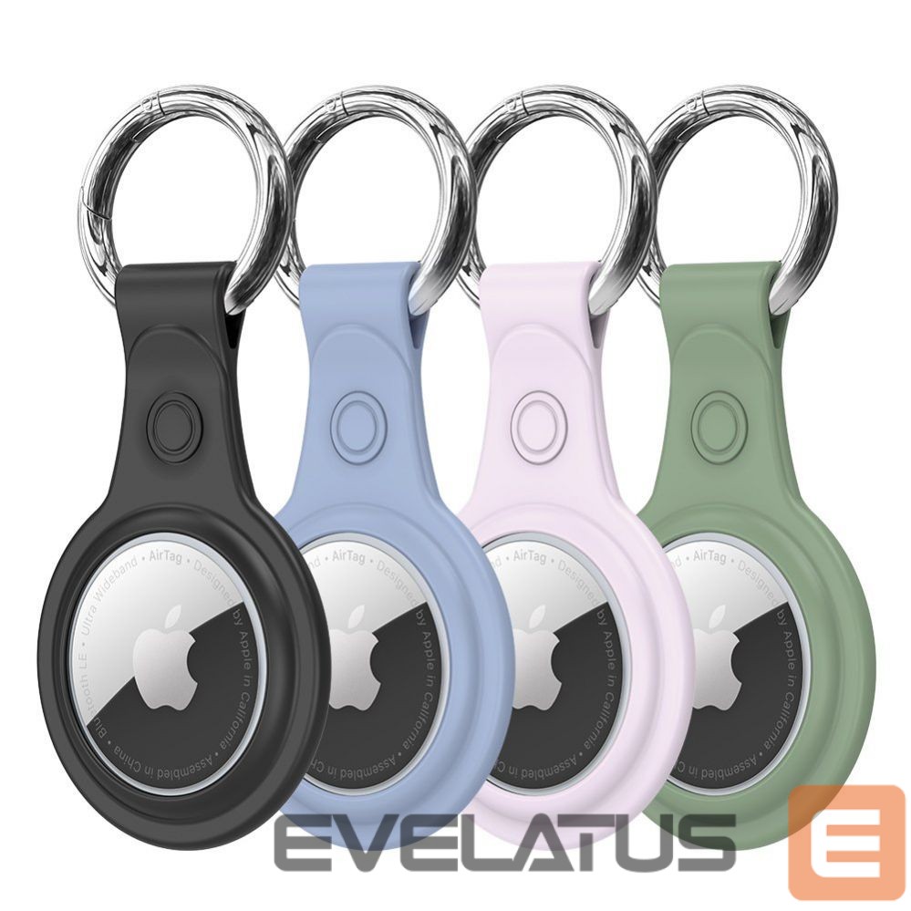 Smart tag accessories Dux Ducis - Dux Ducis 4pcs set Silicone flexible cover keychain loop case for Apple AirTag (Black / Green / Pink / Blue)