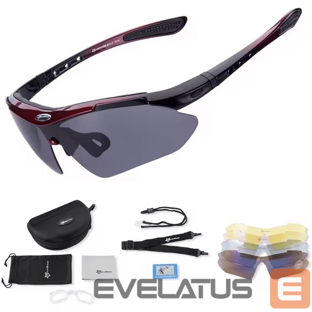Bicycle accessory Rockbros Rockbros 10001 polarizing cycling glasses - black and red