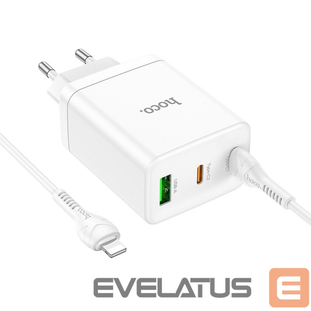 Adapter Hoco Phone charger Hoco 2 x USB C + USB A QC3.0 PD 3A 35W + cable USB C to Lightning N33 white