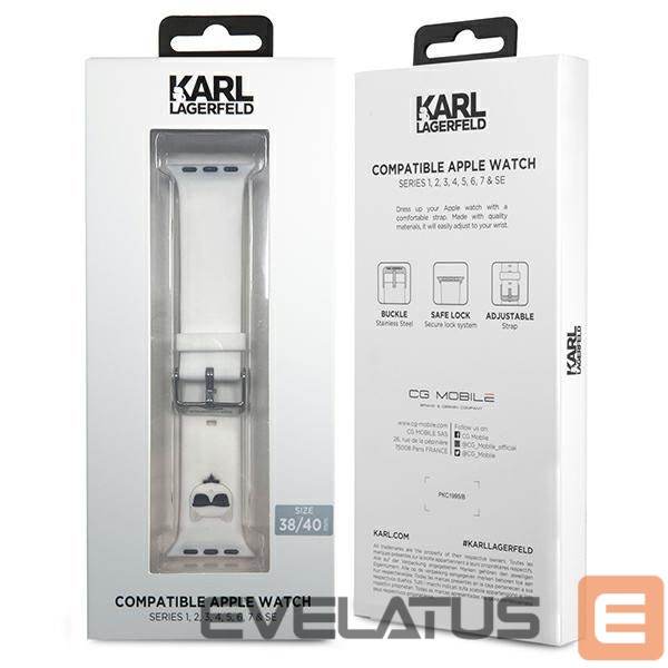 Back panel cover Karl Lagerfeld Karl Lagerfeld Silicone Choupette Heads Strap for Apple Watch 38/40/41mm - White