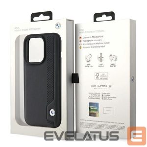Back panel cover BMW  BMW Leather Blue Dots iPhone 15 Pro Max Case - Black 