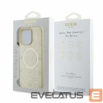 Back panel cover Guess  Guess Saffiano Peony Classic Logo MagSafe case for iPhone 16 Pro - gold 