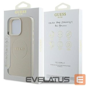 Back panel cover Guess  Guess Grained Gold Ring MagSafe Case for iPhone 16 Pro Max - Beige 
