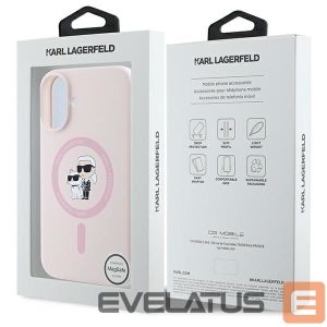 Back panel cover Karl Lagerfeld  Karl Lagerfeld Silicone Karl&Choupette Heads Ring MagSafe iPhone 16 Case - Pink 