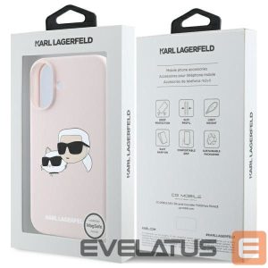 Back panel cover Karl Lagerfeld  Karl Lagerfeld Silicone Nauble Heads Print MagSafe Case for iPhone 16 - Pink 