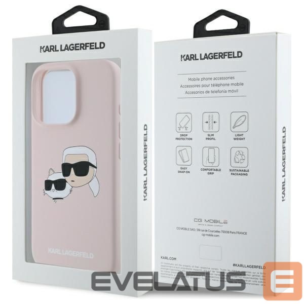 Back panel cover Karl Lagerfeld Karl Lagerfeld Silicone Nauble Heads Print MagSafe Case for iPhone 16 Pro Max - Pink