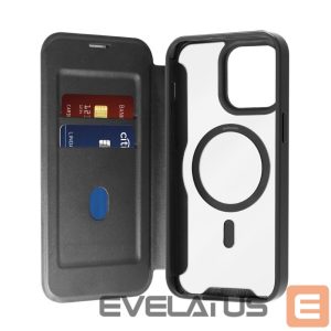 Back panel cover Puro  Puro Book Mag MagSafe Leather Case with Flap and Card Slot for iPhone 16 Pro Max - Black 