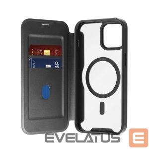 Back panel cover Puro  Puro Book Mag MagSafe Leather Case with Flap and Card Slot for iPhone 16 Plus - Black 