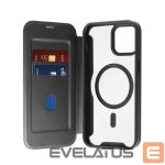 Back panel cover Puro  Puro Book Mag MagSafe Leather Case with Flap and Card Slot for iPhone 16 - Black 