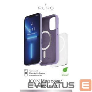 Back panel cover SBS  Puro Icon Mag MagSafe Silicone Case for iPhone 14 Pro - Lavender 