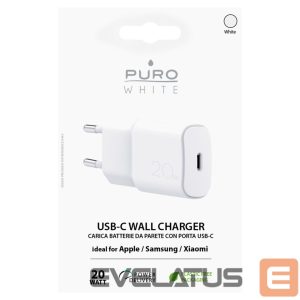 Adapter Puro Elektrik  Puro White 20W Power Delivery USB-C Wall Charger - White 
