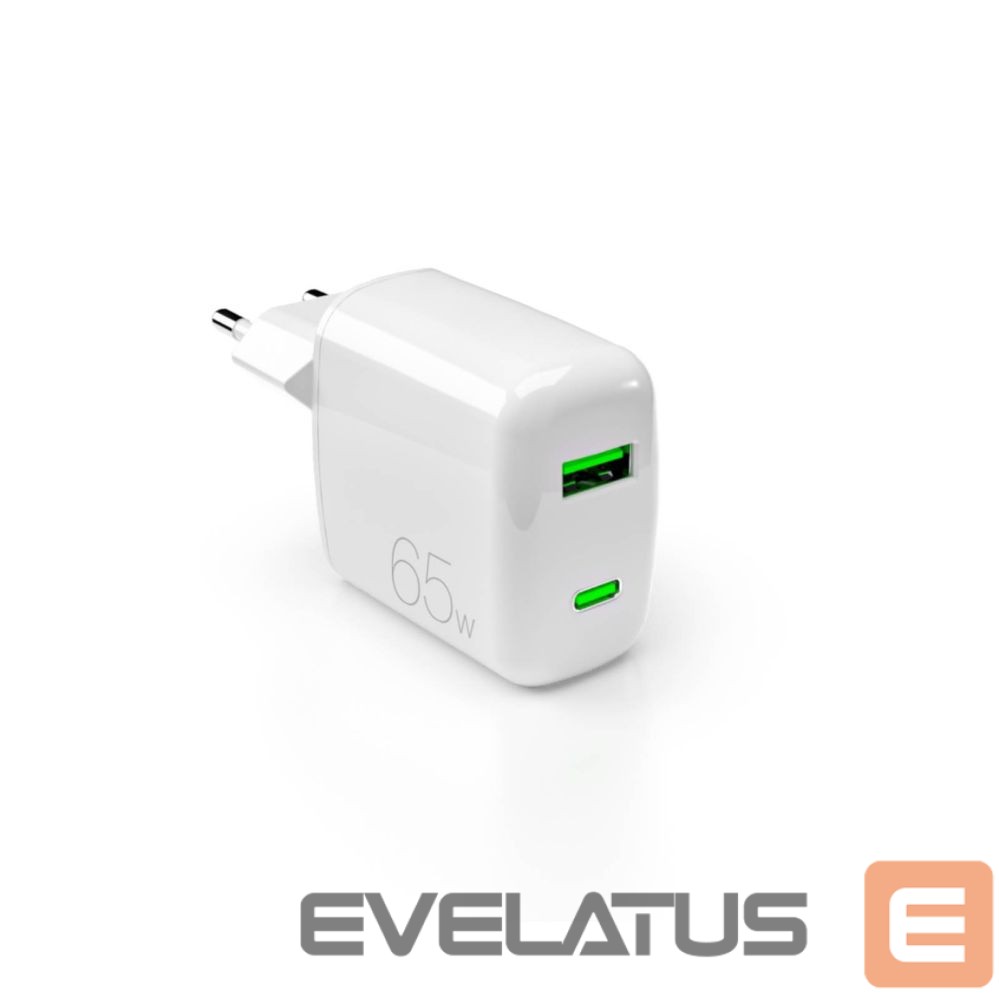 Adapter Puro Elektrik Puro 65W GaN USB-A USB-C Wall Charger - White