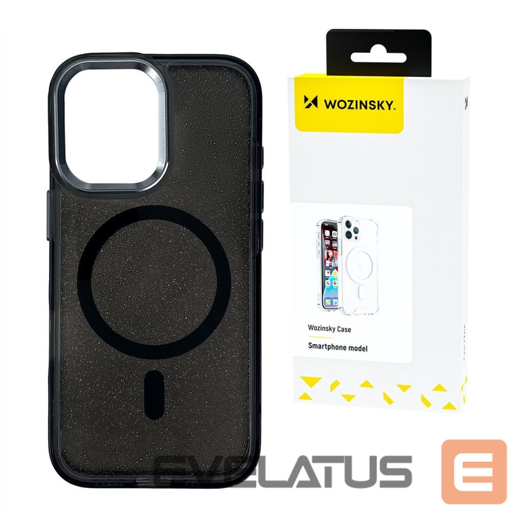 Back panel cover Wozinsky Wozinsky Glitter Case with Mag Safe for Samsung Galaxy S25+ - Black with Glitter