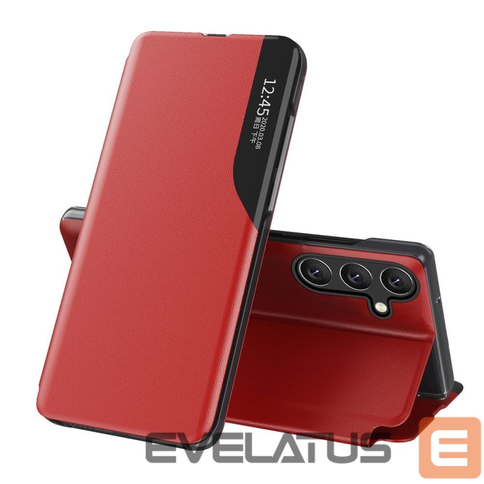 Back panel cover Hurtel Eco Leather View Case elegant case with flap and stand function for Samsung Galaxy A56 - red