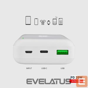 Power bank SBS  Powerbank SBS TTBB20000PD20W 20000 mAh 20W Power Delivery with MicroUSB, USB-C, USB-A - white 