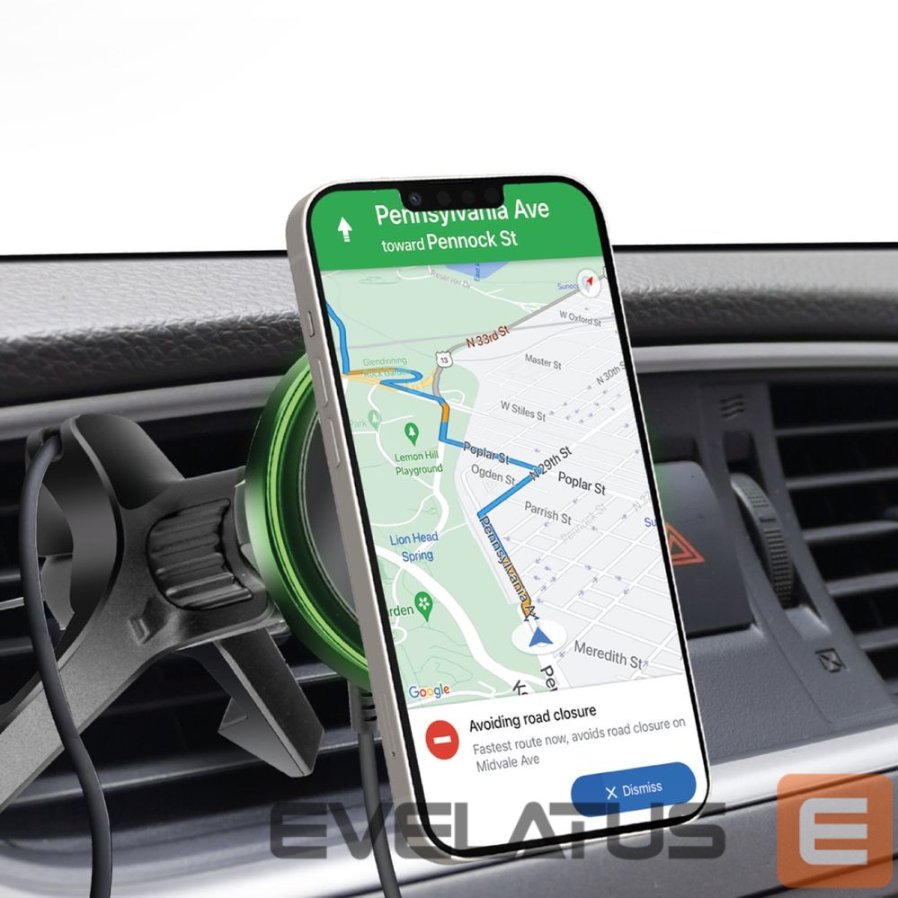 Auto holder SBS Smartphone holder with wireless charger SBS TESUPMAGWIR15W for air vent, compatible with MagSafe - black