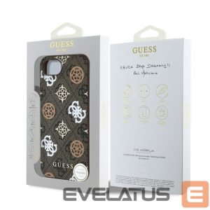 Back panel cover Guess  Guess PU 4G Peony case with MagSafe for iPhone 16e - brown 