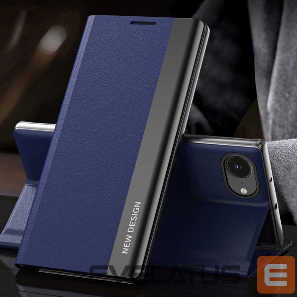 Back panel cover Hurtel Sleep Case Pro for iPhone 16e with Flip and Stand - Blue