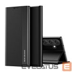 Back panel cover Hurtel  Sleep Case Pro for Samsung Galaxy S25 Edge with Flip and Stand - Black 