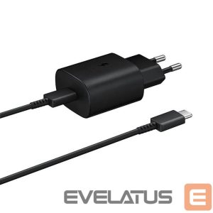 Adapter Samsung  Samsung 25W EP-TA800EBE USB-C Wall Charger with Samsung EP-DA705BBE USB-C / USB-C Cable - Black 