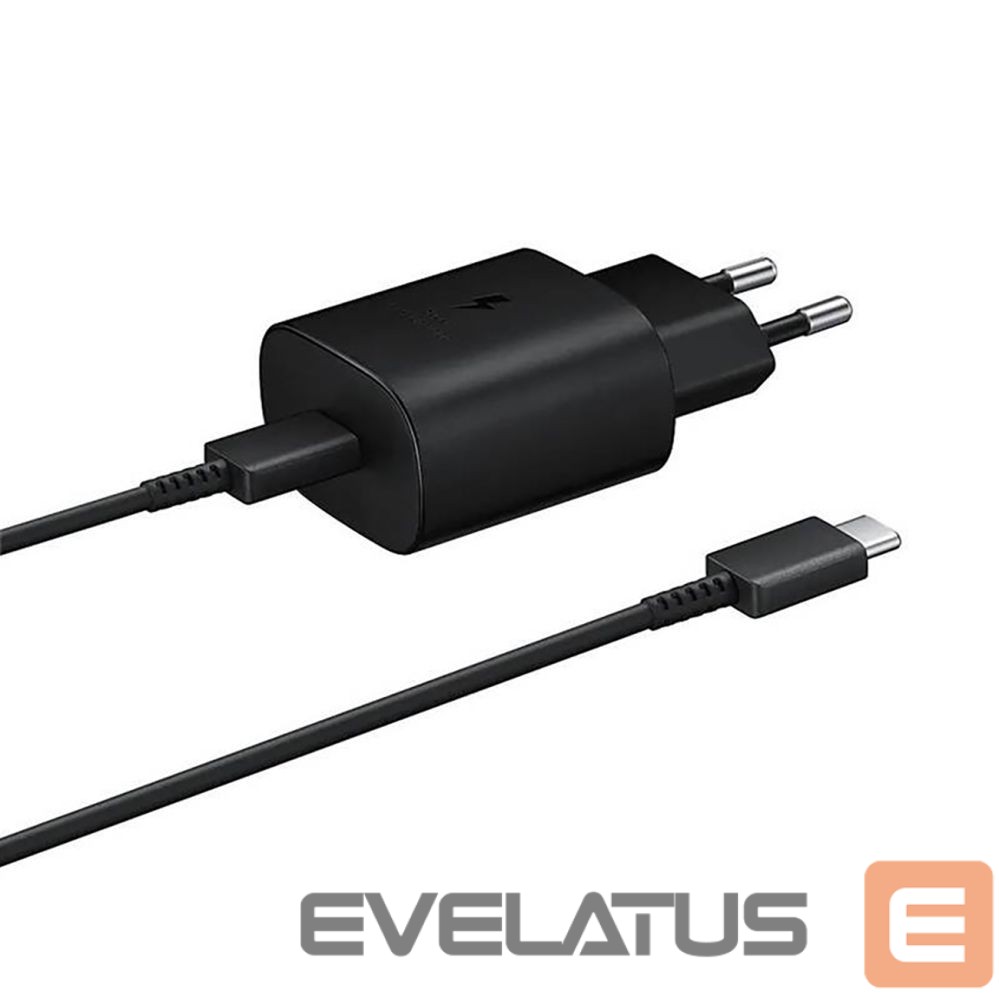 Adapter Samsung Samsung 25W EP-TA800EBE USB-C Wall Charger with Samsung EP-DA705BBE USB-C / USB-C Cable - Black