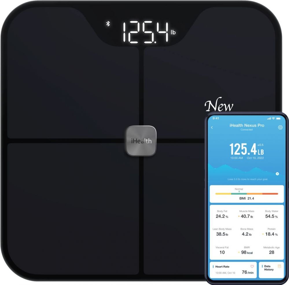 Scales iHealth | Wireless Body Composition Scale | Nexus Pro | Maximum weight (capacity) 181 kg | Body Mass Index (BMI) measuring | Black