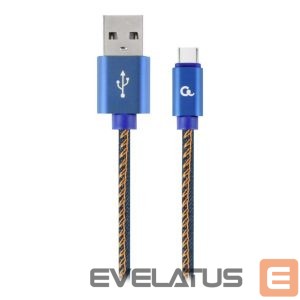 Charger Cablexpert  CC-USB2J-AMCM-1M-BL Premium jeans (denim) Type-C USB cable with metal connectors, 1 m, blue | 