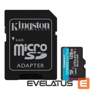 Flash drive Kingston  128GB UHS-I microSD Memory Card with SD Adapter (Class 10, U3, V30) 