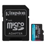 Flash drive Kingston  64GB UHS-I microSD Memory Card with SD Adapter (Class 10, U3, V30) 