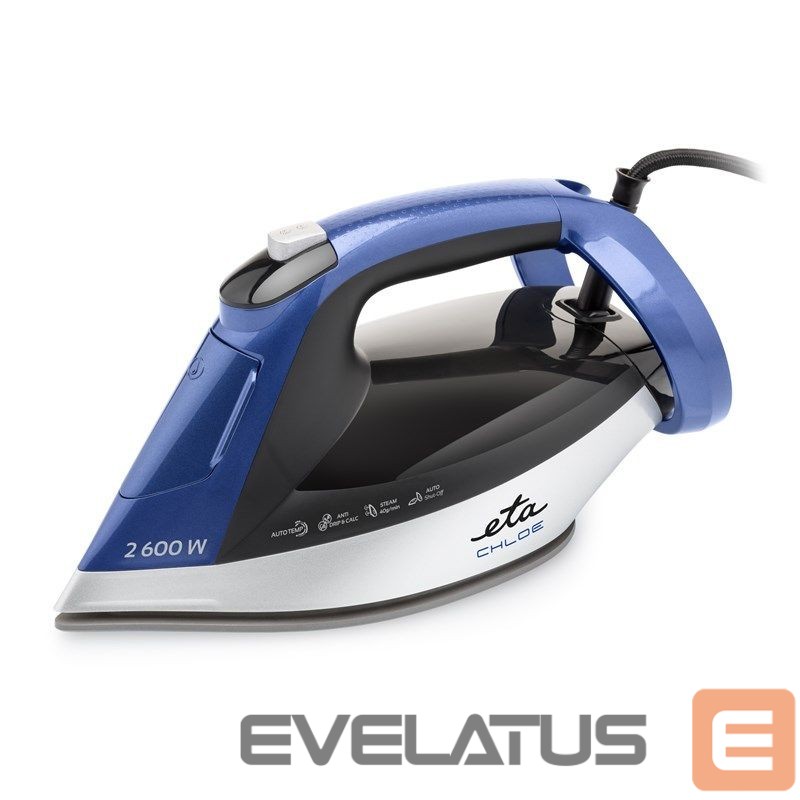 Iron ETA Steam Iron | 227690000 Chloe | Steam Iron | 2600 W | Water tank capacity 350 ml | Continuous steam 40 g/min | Silver/Blue
