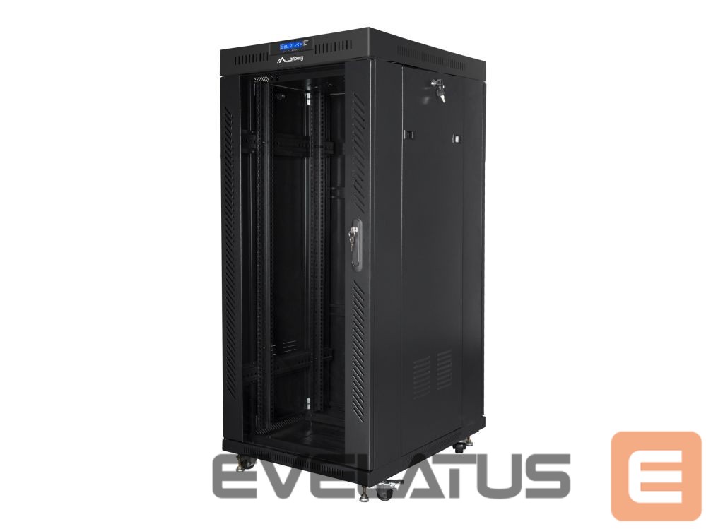 Servers Lanberg Rack cabinet 19" free-standing 27U/600x800 (flat pack) with glass door lCD V2, black |