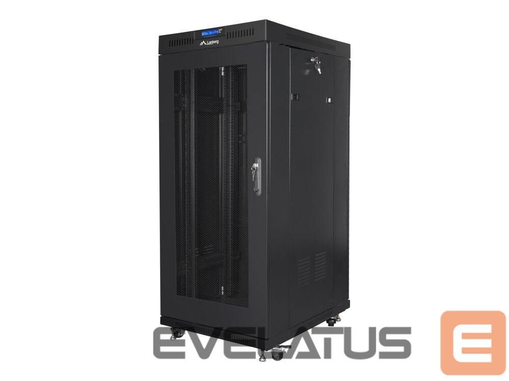 Servers Lanberg Rack cabinet 19" free-standing 27U/600x800 (flat pack) with mesh door ICD V2, black |